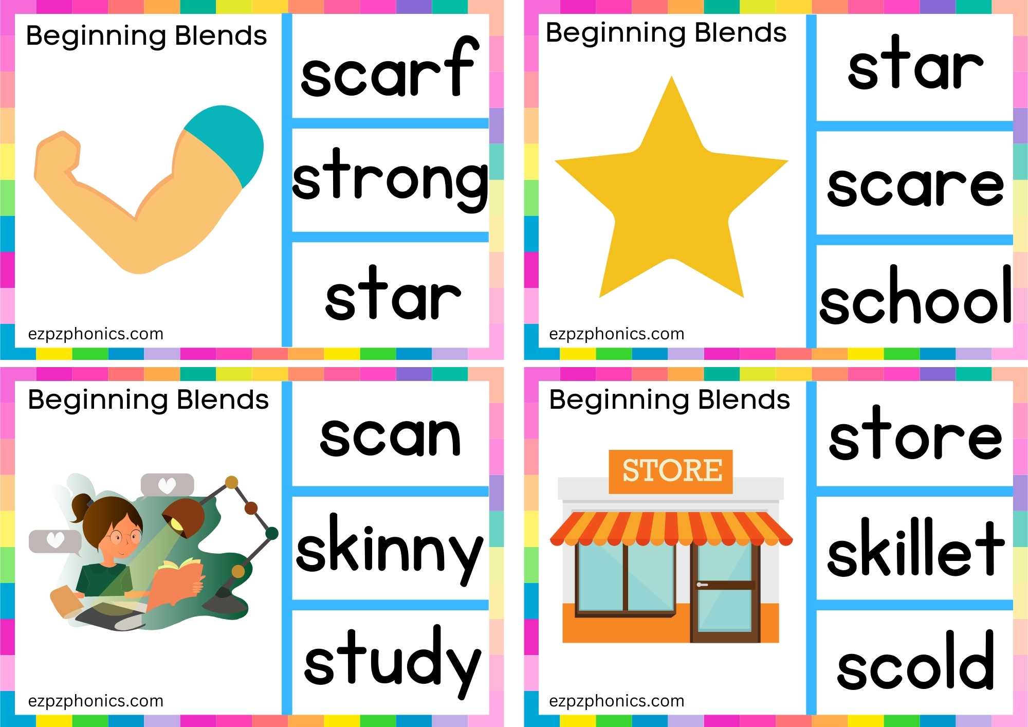 ST Beginning Blends Clip Cards Look At The Image And Clip The Correct Word Set 1